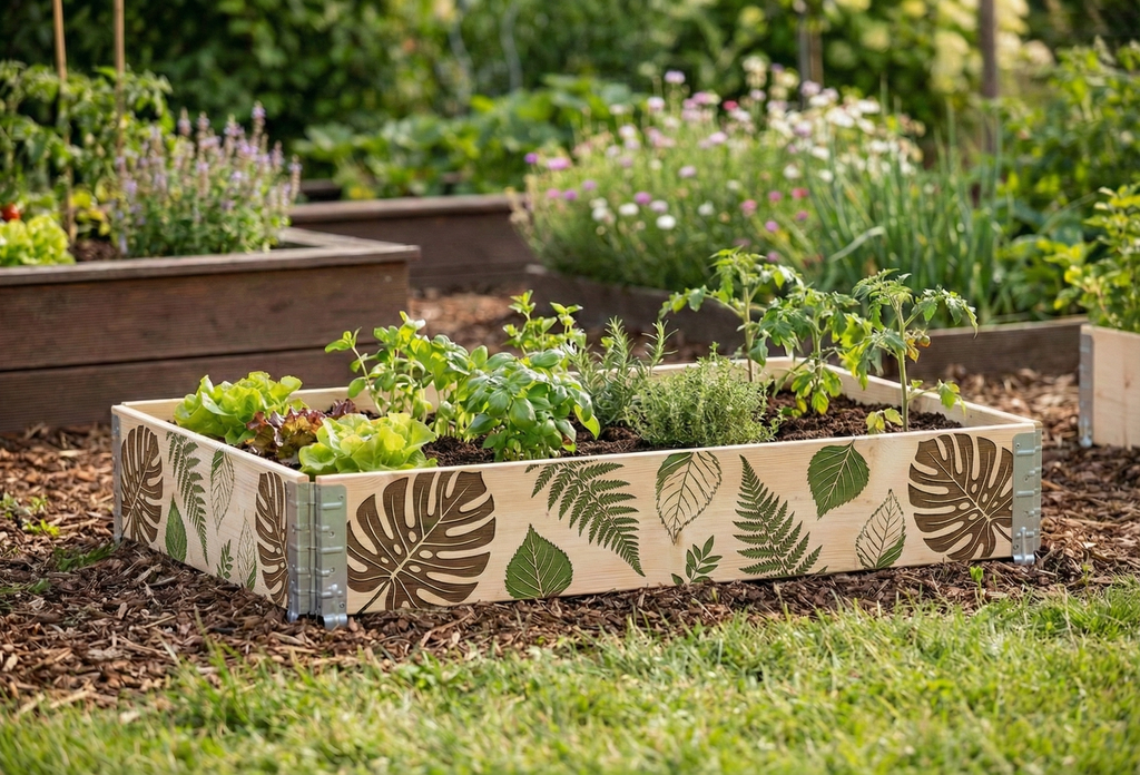 Nadstawka Ogrodowa z nadrukiem 1200x800, wzór liście